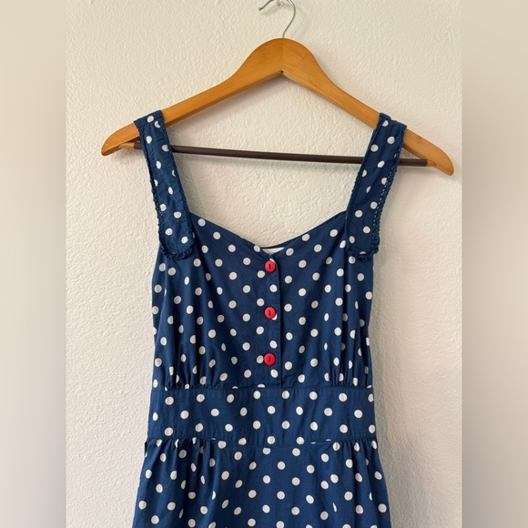 April Cornell Navy Polka Dot Midi Dress, Size Small - Picture 4 of 8